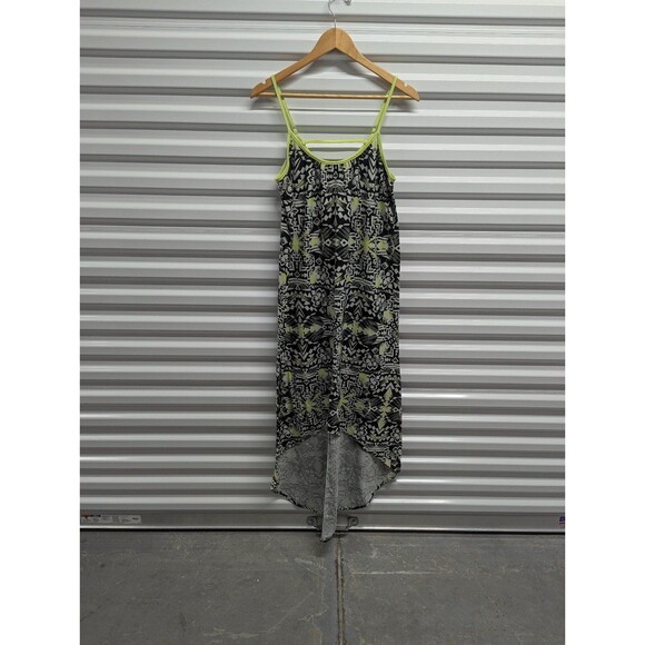 Xhilaration Size Large Black White with Neon Yellow trim Hi Lo Dress - Picture 1 of 10